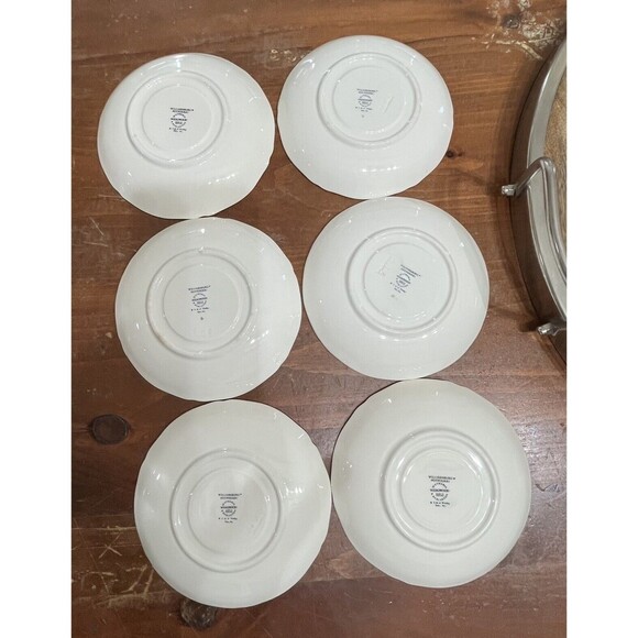 Set Of 6 Wedgwood Williamsburg Potpourri Saucers For Footed Cups 5-3/4" *FLAWED - Picture 9 of 15